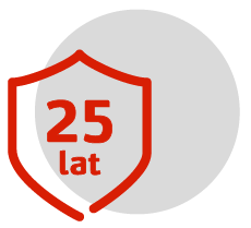 Ikona przedstawia tarczę z nap0isem 25 lat