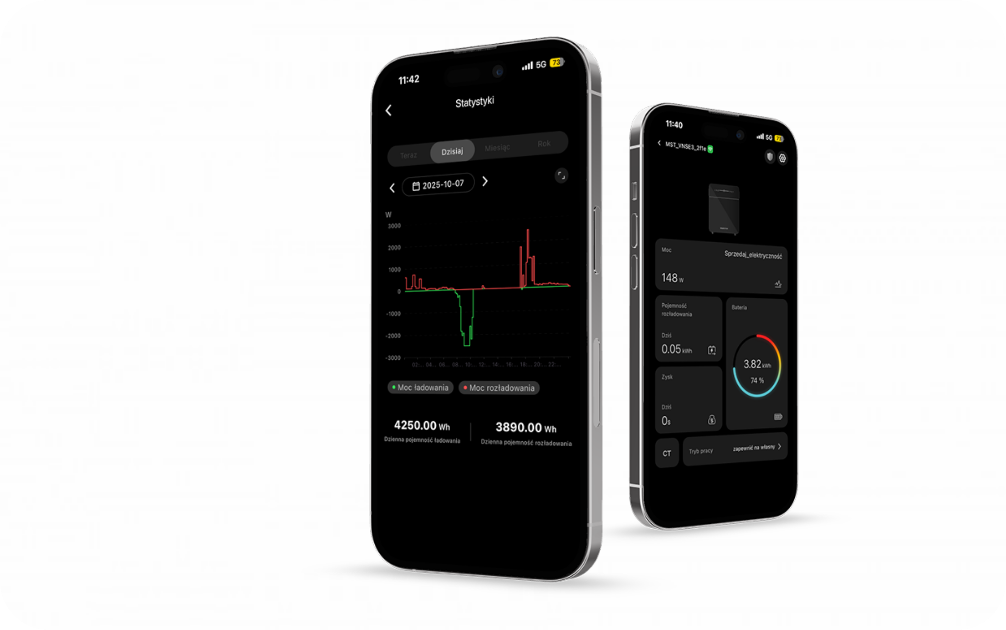 Widok aplikacji zarządzającej magazynem energii marstek Venus