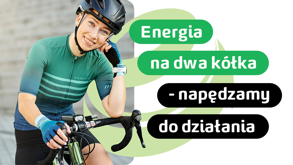 Młoda kobieta na rowerze skorzystała z akcji Energia na dwa kółka